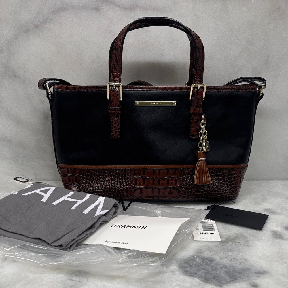 Brahmin Black and Brown Satchel